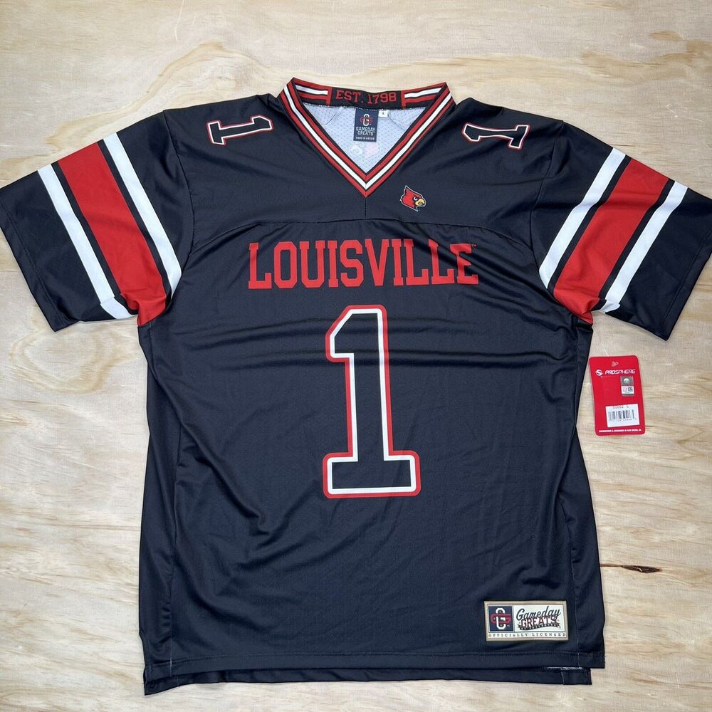 NEW LG #1 Louisville Cardinals GameDay Greats Football Jersey Black